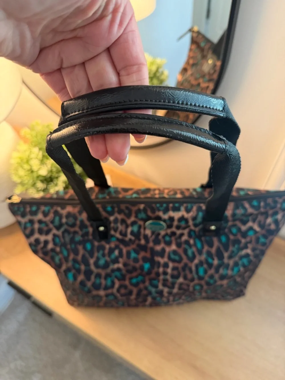 Coach Leopard-Print Tote with Teal Accents - Picture 2 of 8